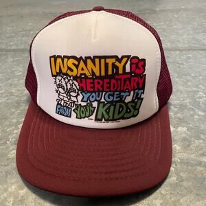 Vintage Insanity Is Hereditary You Get It From Your Kids Trucker Hat 80s Retro